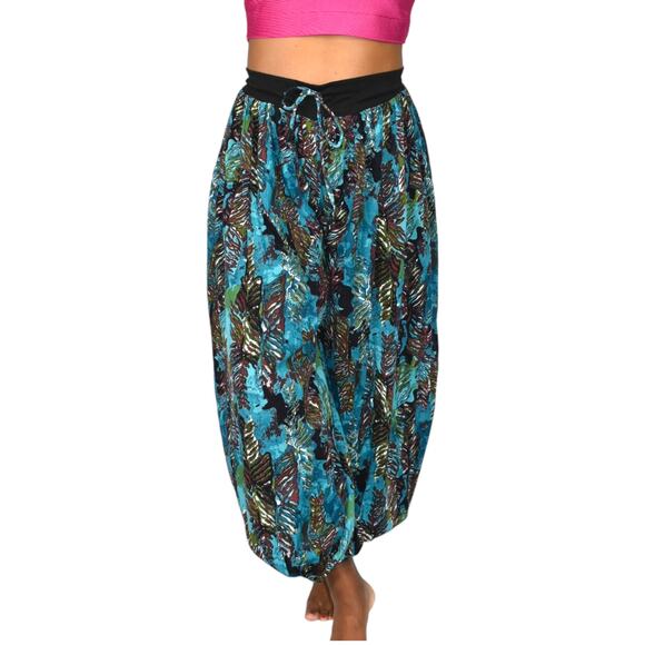 Homemade Genie Pants Blue Print Balloon Pirate Ankle Harem Bohemian Yoga Medium - Picture 8 of 14